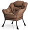 Upholstered Lazy Chair with Side Pocket and Metal Frame for Bedroom